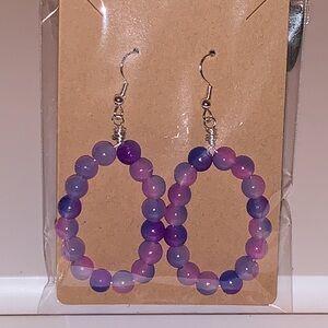 Glass Pink and Purple Beaded Earrings